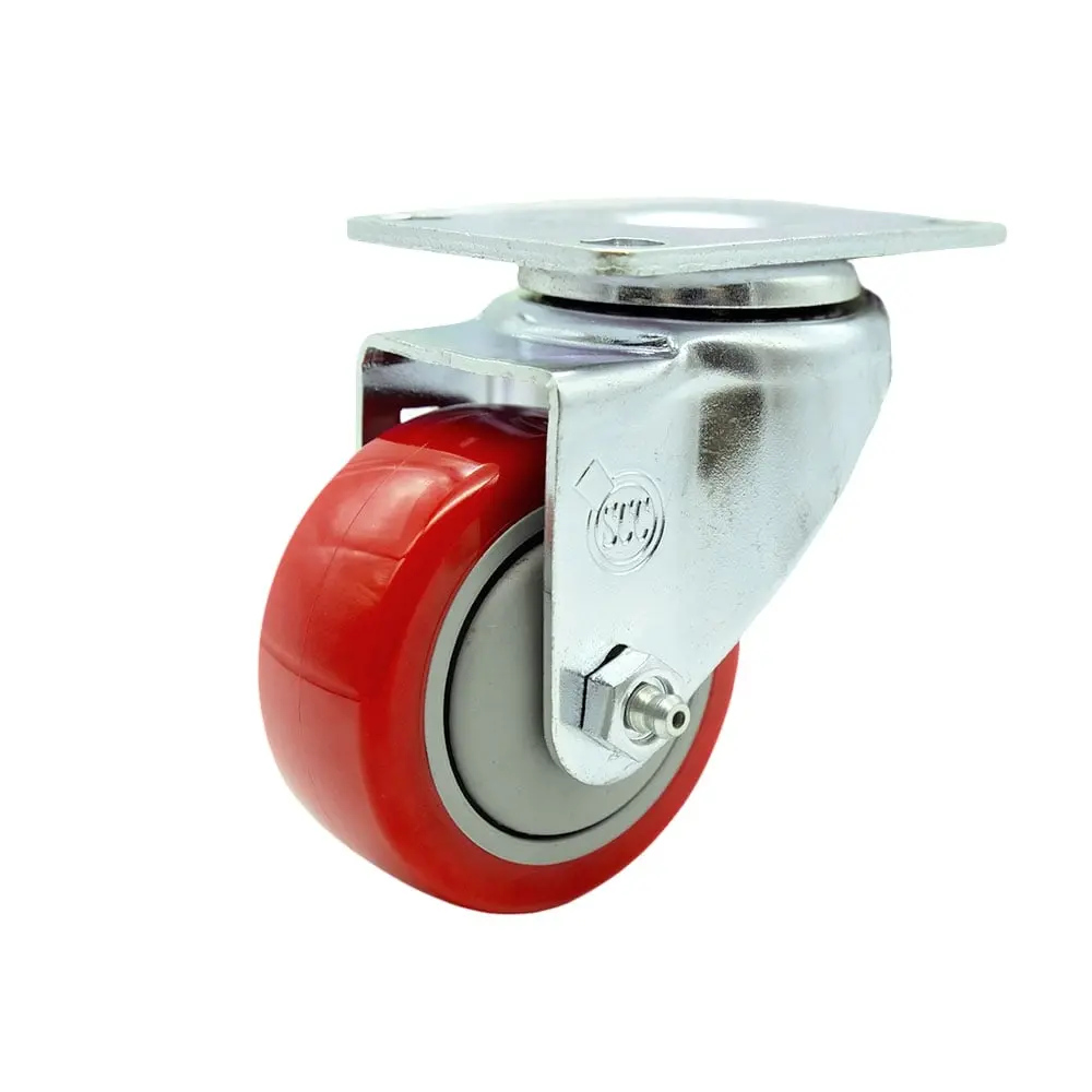 Service Caster SCC-20S314-PPUB-RED Polyurethane Swivel Caster with Top Plate, Ball Bearing Design, 3 in. Non-Marring Red Wheel, 300 lbs Load Capacity for Material Handling Carts, Equipment, Cart Wheels, Concrete/Tile, Casters