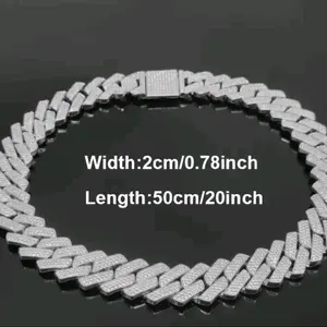 1pc 20mm Iced Out Hip Hop Chain Necklace for Men and Women - Fashion Jewelry for Everyday Wear - Stylish Accessory with Durable Construction
