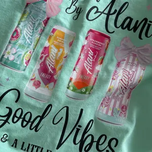 Alani Fueled By Alani Good Vibes & Chaos Oversized T-Shirt - Mint Green, Machine Washable, Air Dry, No Softener, Fun & Functional Design