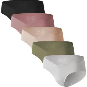 Maternity Underwear Seamless, Pregnancy Panties Postpartum Maternity Underwear Under Bump Pack of 6, 5, 3