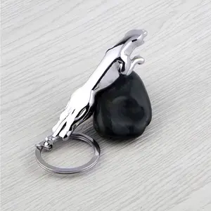 Classic Silver Color Stainless Steel Keychain Jaguar Car Keyrings Fine Bag Key Chains Two Types Creative Car Keyrings