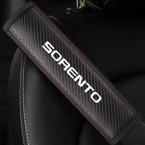 Kia Sorento Seat Belt Shoulder Cover, PU Leather & Carbon Fiber Stripe, Enhances Driving Comfort, Available in 1pc/2pcs, Car Interior Accessory