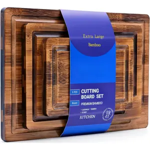 Boards, (Set of 3) with Juice Groove,    Board Set for meat, fruit and cheese