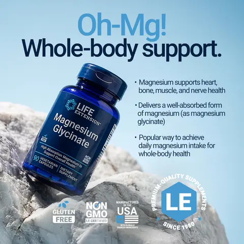 Life Extension Magnesium Glycinate 90 Vegetarian Capsules