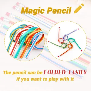 20pcs Bendable Pencils 7 Inches, Soft Novelty Pencils with Eraser, Colorful Striped Soft Pencils, Perfect Gift, Art Supplies