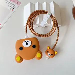Rilakkuma Charger Protective Case for Apple Cartoon Easy Bear Kawaii Data Cable Protective Cover Anime Fashion Protector Shell