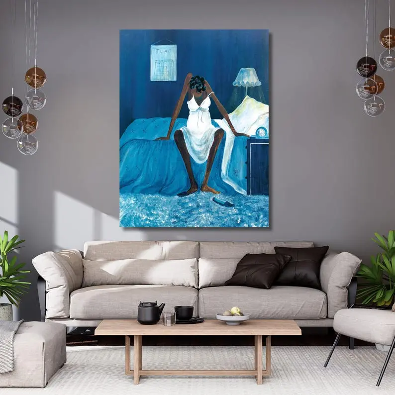 Blue monday by Annie Lee Quality print ready to hang Canvas Wall Art,Annie Lee Poster,home decor,wall decor,Black Woman Wall Art,gift 652A
