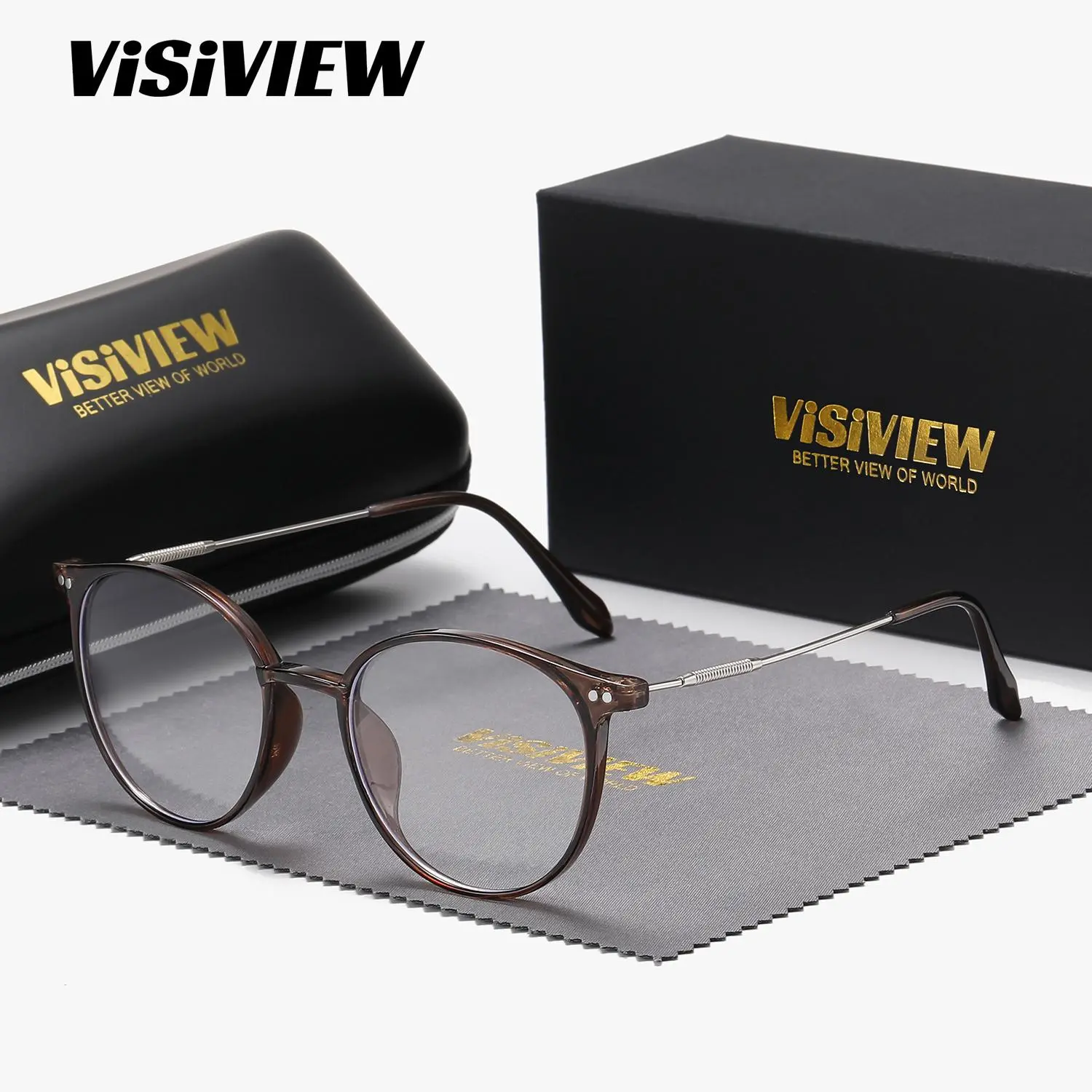 VISIVIEW unisex stylish full-frame glasses with anti-blue lightoval frameand clear lenses