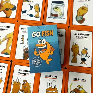 Classic Fishing Card Game for Family Play, Interactive 2+ Players, Original Art Style Cartoon Fish Design, Educational Party Game