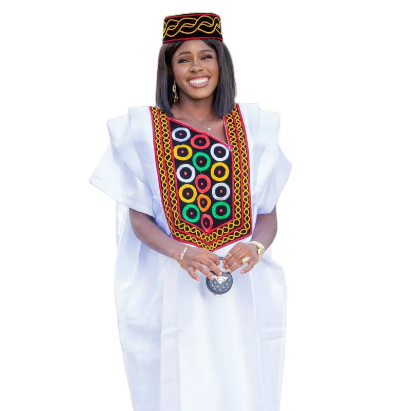 Grasfield Bubu - Elegant Cameroon Embroidery Toghu Inspired Dress with Cap for Women African Traditional Attire Bamenda Style