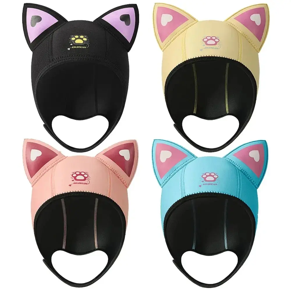 Cat Ears Diving Hood 3mm Neoprene Wetsuit Hood Cute Women Swim Cap for Surfing Snorkeling Water Sports Surf Diving Hat