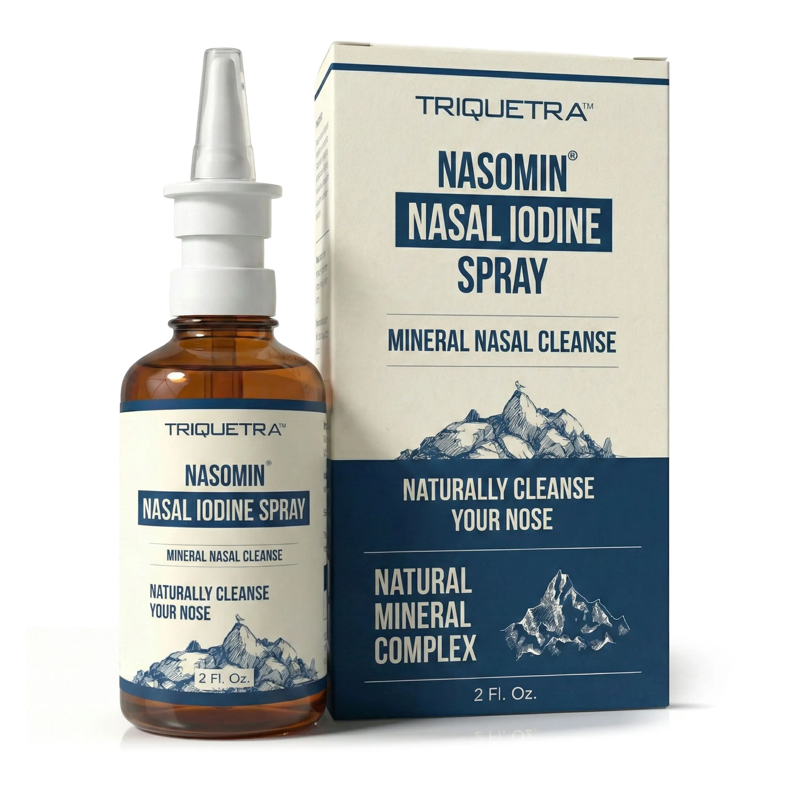 Nasomin Nasal Iodine – Nasal Cleanse– Neutralize Nose - Iodine + Fulvic Acid Blend -100% Natural Mineral Complex – (2 oz. Bottle+Nasal Sprayer) Oral Daily