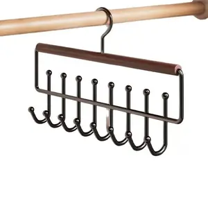 1 Pc Multi-Function Hanger with 8 Hooks – Wave design metal hanger for bras, tank tops, hats and towels. Space-saving closet organizer for bedroom or bathroom storage, durable and practical hanging solution.