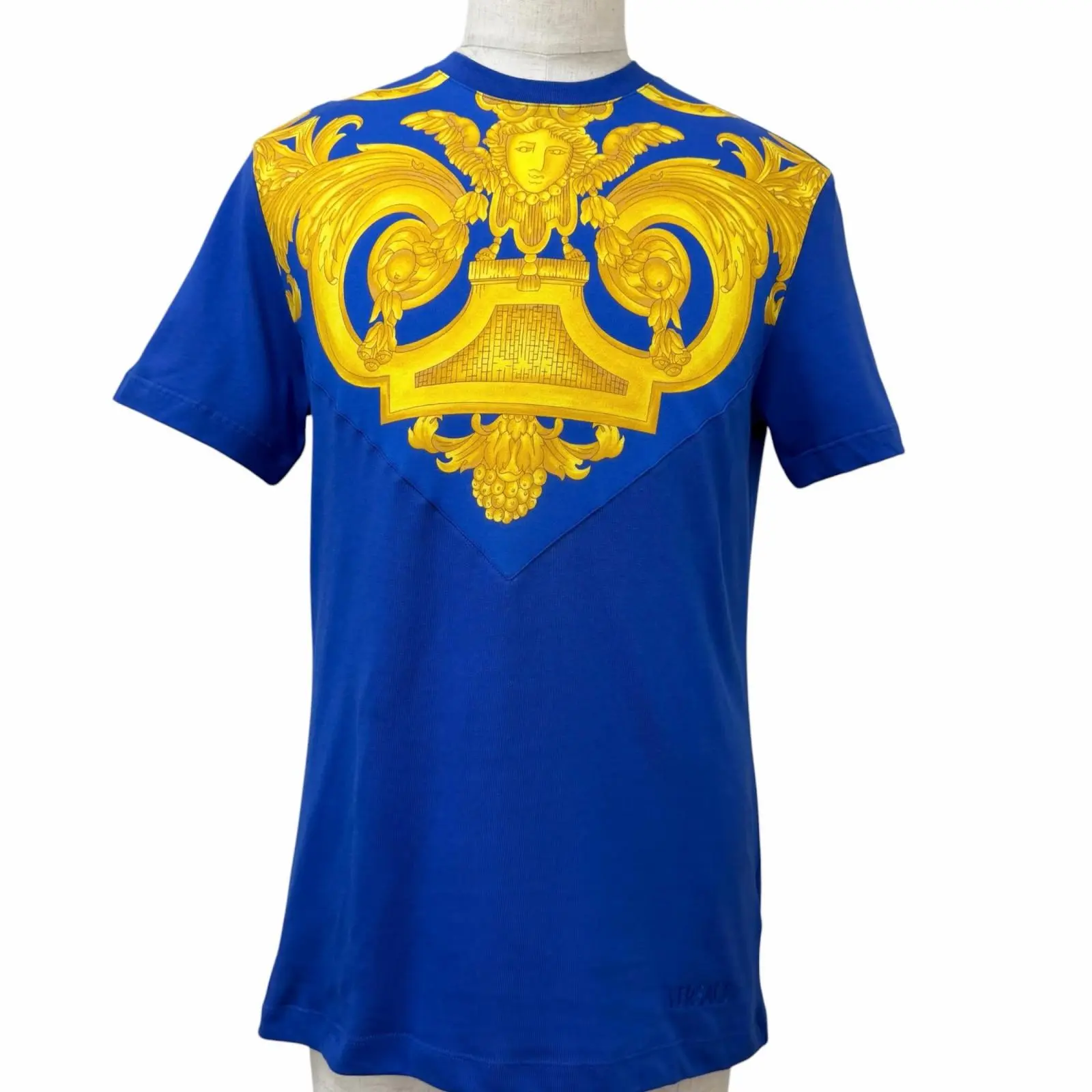 Pre-owned VERSACE Cotton Small Leather Goods Baroque Embroidery T Shirt