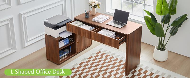 Giratree Modern Computer PC Desk Table with Storage, Corner L Shaped Desk with Drawers, Home Office Desk for Bedroom and Small Space, for Writing, Executive, Study, Work, Vanity