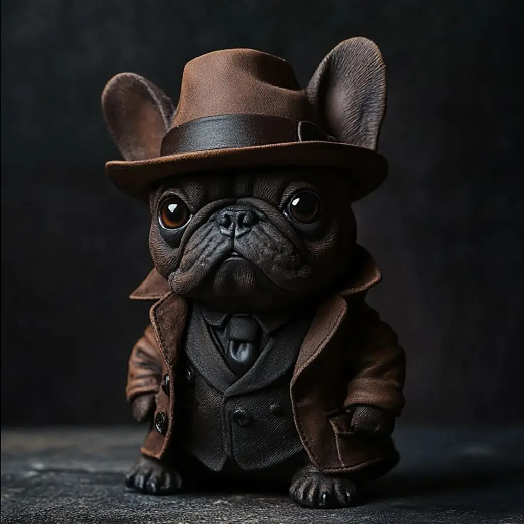 Creative Artistic British Gentleman Bull Dog Home Garden Decor, Farmhouse Table Family Entrance Decoration Statue, Unique Living Room Ornament with Craftsmanship Resin Sculptures