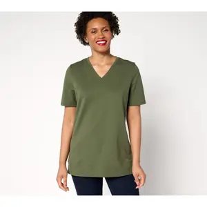 Denim & Co. EasyWear French Terry Short Sleeve Pullover