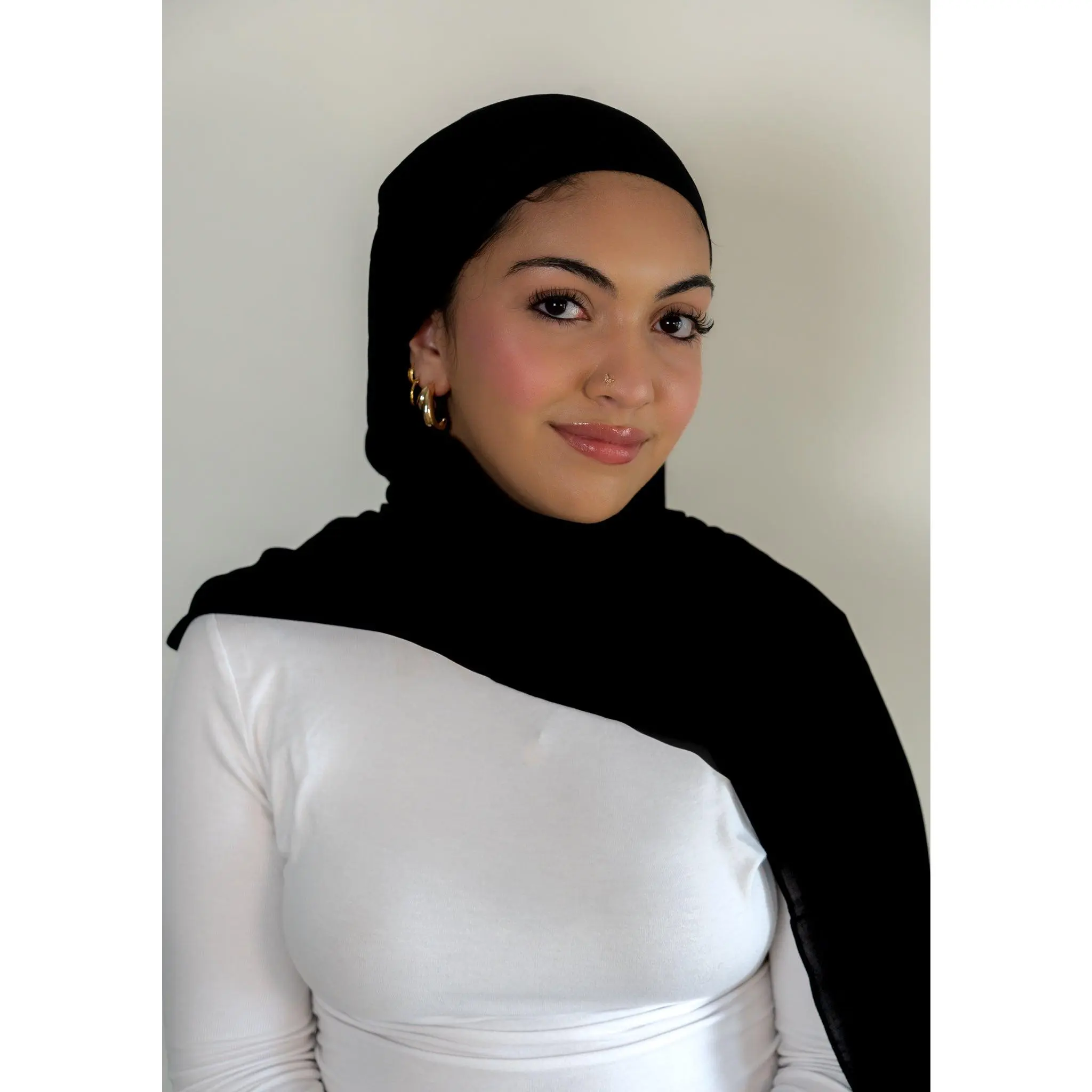 Black Obsidian Premium Modal Hijab + Obsidian Bamboo Jersey Undercap