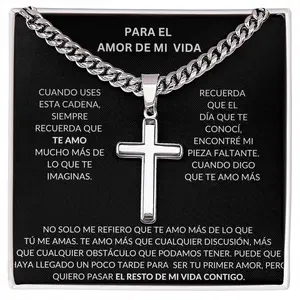To the Love of my life| Cuban Link Chain with Artisan Cross| Para el amor de mi vida | regalo de Navidad, regalo de San Valentin