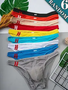 6pk Men's Triangle Briefs - Quick Dry, Soft & Skin-Friendly Solid Color Basic Underwear