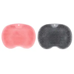 2 PCS Foot Scrubber Mat for Shower with Non Slip Suction Cups for Men & Women to Soothe Achy Feet in Pink & Gray