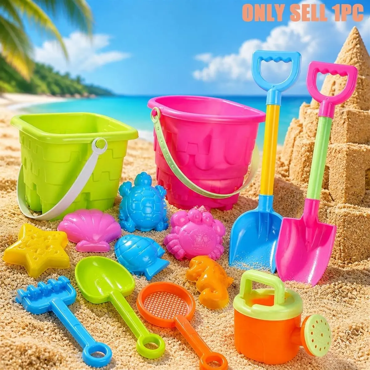 Beach Sand Toy Set, Summer Outdoor Beach Toys, Sandcastle Bucket and Shovel, Creative Building Imagination, Fun Gifts for Kids Playtime