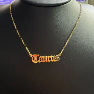 Unisex Zodiac Name Necklace - Solid Stainless Steel - Adjustable Length 16-17 Inches