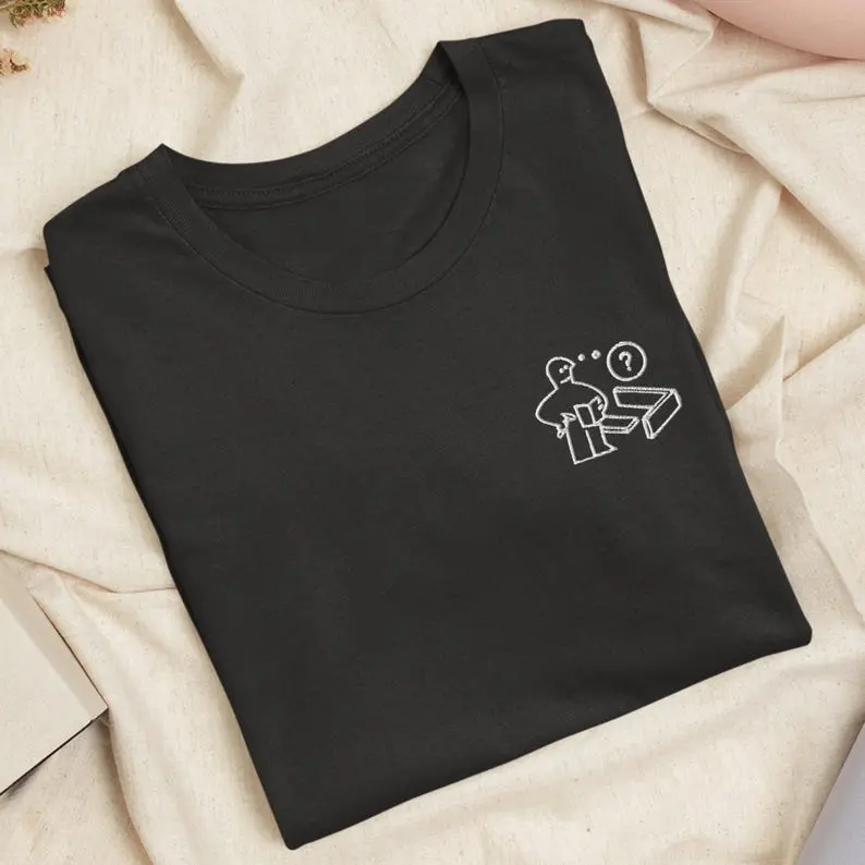 Confused IKEA Man Embroidered T-Shirt: Lightweight Cotton, Unisex Fit