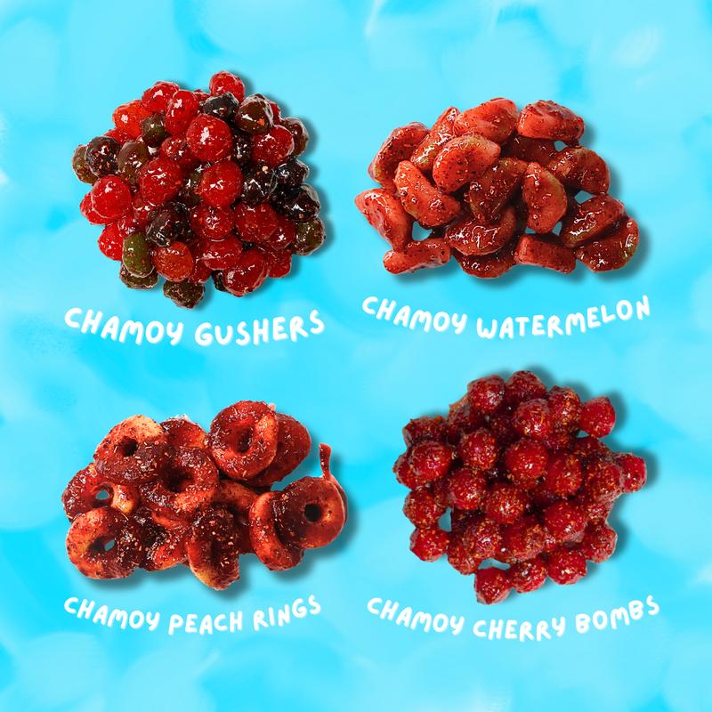 Flavoritos Chamoy Gummies, Variety 4-Pack - With Chamoy Packets Sweet and Chili Candy Snack