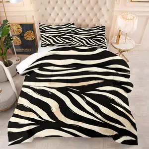 Fashion Zebra Pattern Quilt, Comfortable Print, Young Adult Bedroom Decor Gift, Quilt Bedding Set, Includes 1 Quilt and 1 or 2 Coreless Pillowcases