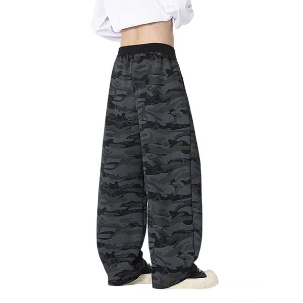 Men's Camouflage Wide Leg Drawstring Pants, Casual Baggy Cargo Trousers, Perfect for Street, Skate, Daily & Streetwear