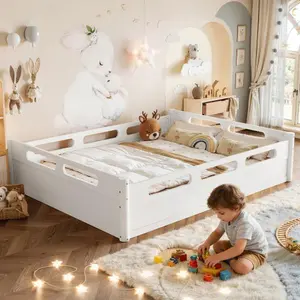 [Bellemave] Size Floor Platform Bed with Full-length Guardrails, Low Profile Twin Bed Frame, No Box Spring Needed