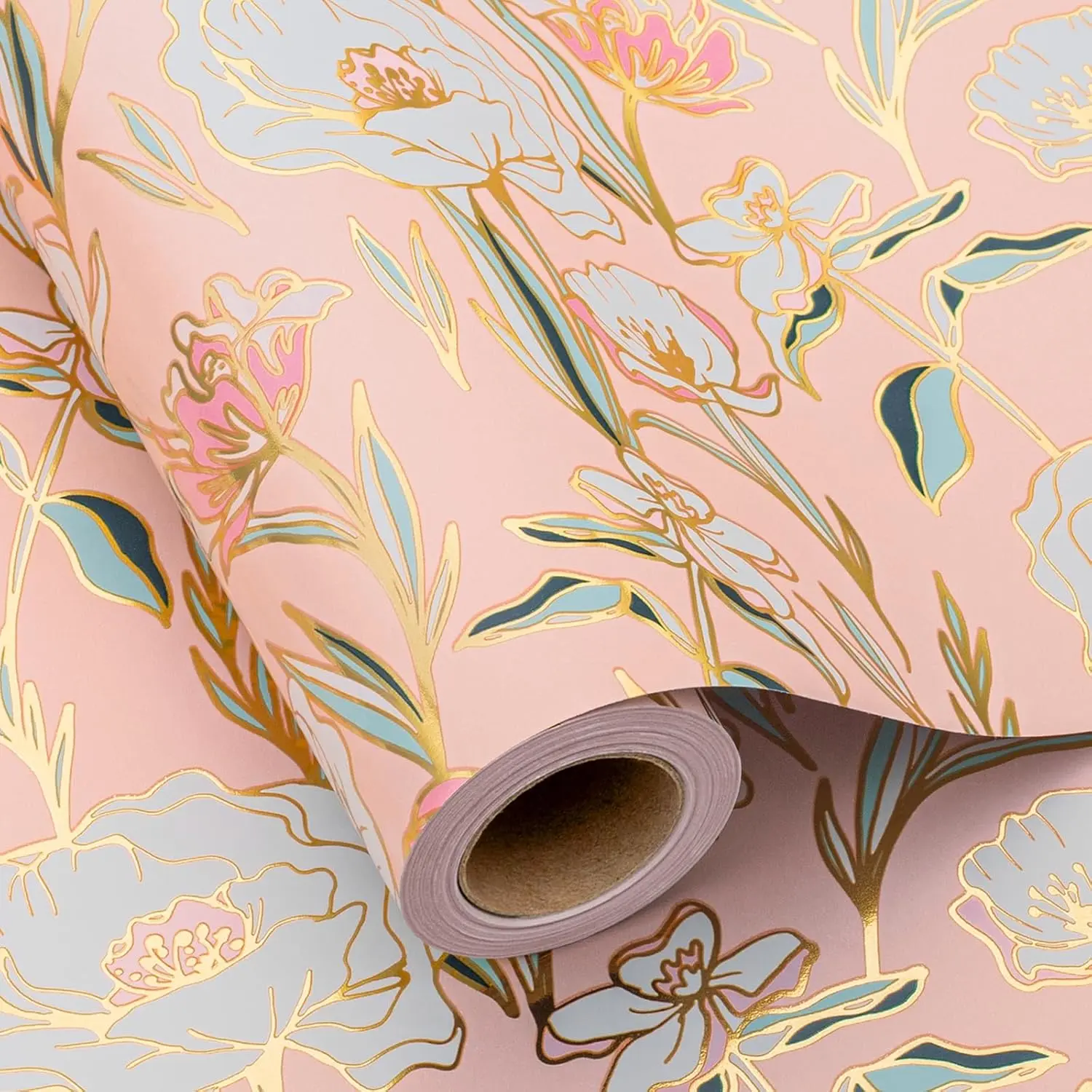 Floral Wrapping Paper Roll - 17 In X 32.8 Ft - 1 Roll (46.5 sqft.ttl.)  Wedding Wrapping Paper  Wrap paper for Wedding, Bridal Shower,Valentines Day, Mothers Day, Birthday, Christmas