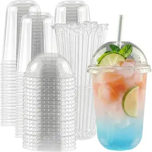 50 Sets of 16oz Iced Coffee Cups PET Plastic Disposable Cups with Lids for Cold Beverages Ideal for Holiday Parties & Summer Drinks with Strawswater  bottle cup