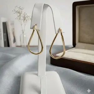 10K Gold Twisted Teardrop Hoop Earrings