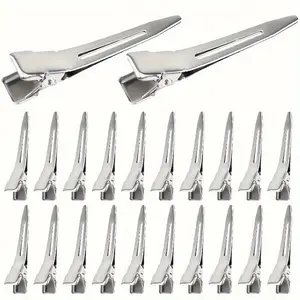 50pcs Sleek Silvery Metal Duckbill Hair Clips - Salon-Quality Alligator Barrettes for Thick Hair Styling & Sectioning, Hair Pin Set
