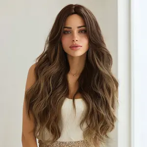 SMILCO/24-inch Mixed Brown Long Loose Curly Wave Lace Front Wigs For Daily Style/SM9032