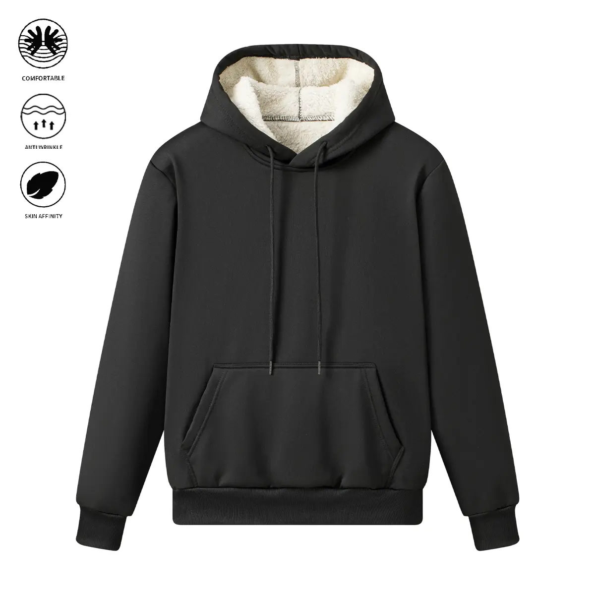 Women’s casual hooded sweatshirt, solid color, fleece lining for warmth, hood design, suitable for everyday wear, outdoor activities, and cold weather; autumn/winter apparel, women’s hoodie.