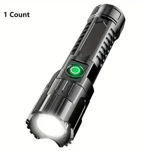 USB Rechargeable LED Flashlight, 1 Count Portable Zoom Flashlight, Multifunctional LED Flashlight for Camping, Hiking, Outdoor Camping Lighting