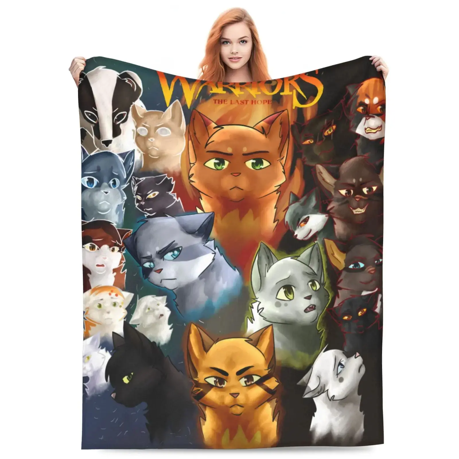 Warrior Cats Fandom Flannel Microfiber Fleece Throw Blanket - Ultra-Soft, Cozy, Lightweight All-Season Blankets, BookTok Viral Kawaii Anime Novelty Gift for Teen Girls, Book Lover Bedroom Decor, Throw Blankets