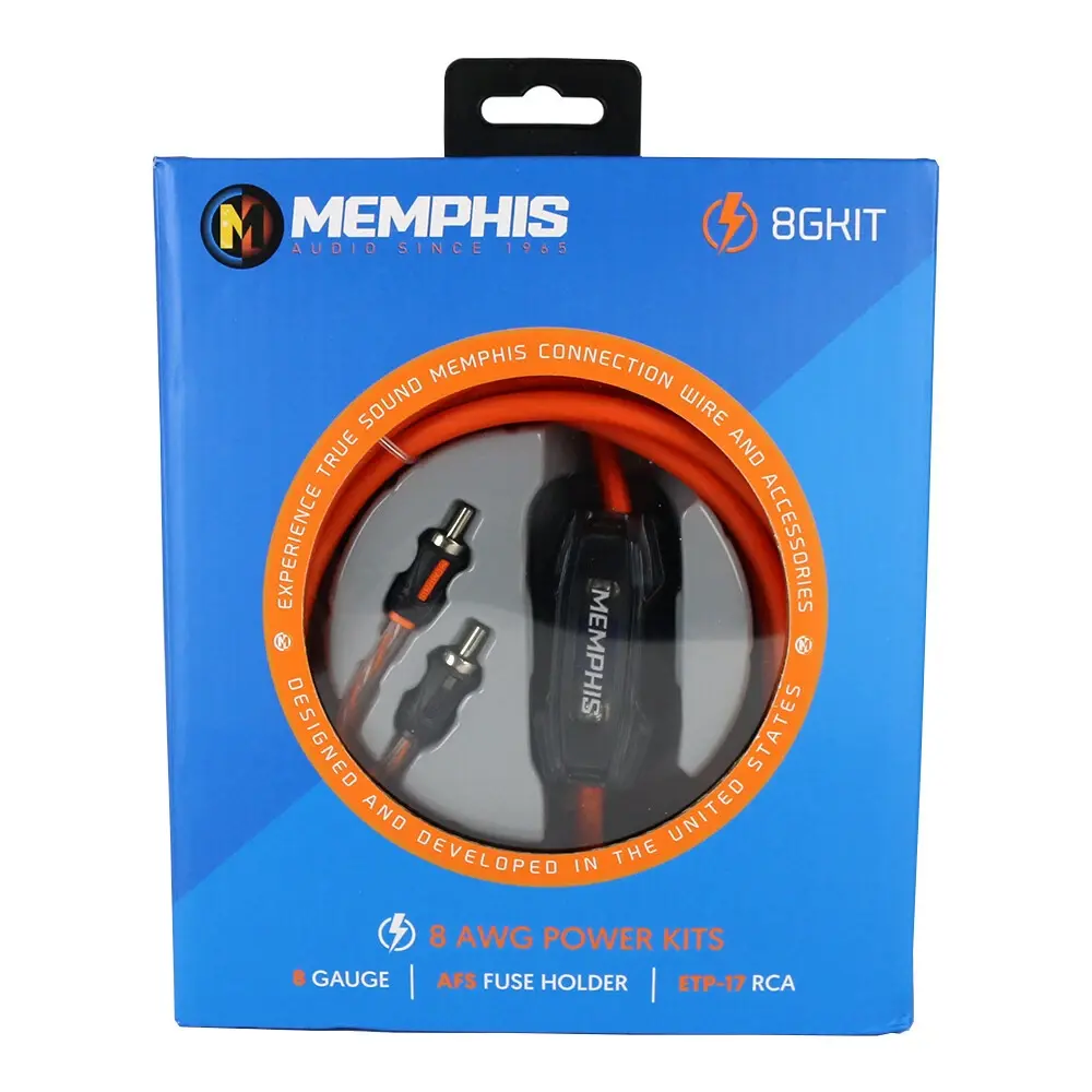Memphis Audio 8GA Wiring Kit - 8 Gauge True Standard AWG Wire 100% Pure Oxygen Free Copper for Amplifier Power and Performance