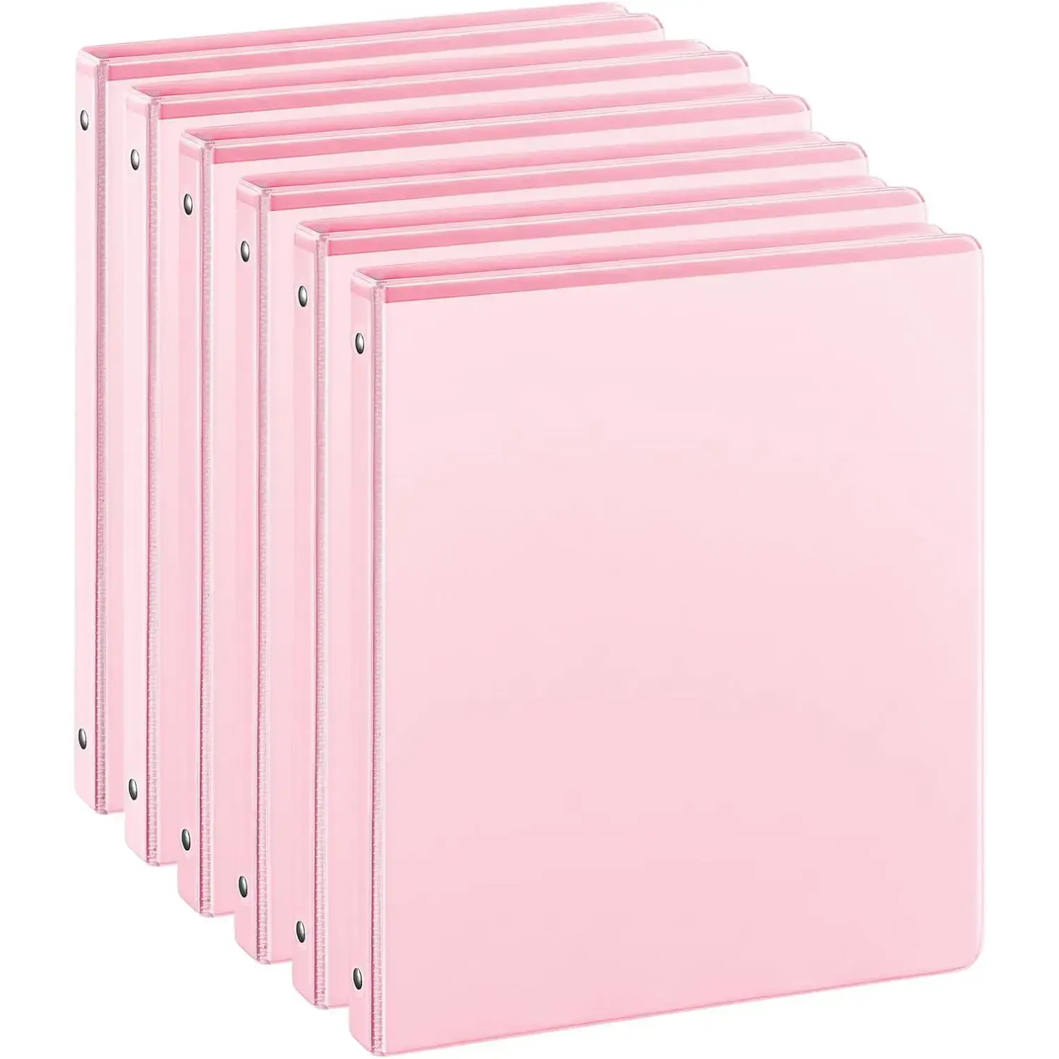 6 Pack Pink 0.5-in 3-Ring Binders with Heavyweight Round O-Rings, 2 Interior Pockets, Reinforced Ribs & Spines, Built to Last, Holds US Letter Size 8.5-in x 11-in for Office, Back to School Use