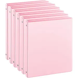 0.5-inch 3-Ring Binder with 2 Interior Pockets, 0.5'' Basic Binders Holds US Letter Size 8.5'' x 11''for Office/Home/Back to School, 6 Pack (Pink)