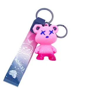 Pink Bearbrick Keychain with Black Strap - 11cm Length, 5.5cm Height, 50g Weight, Vietnam Origin, N3-K17-T3-S1 Model