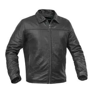 DANIEL SMART Mens Aero Racer Minimalist Lambskin Leather Jacket - Classic Drum Dyed New Zealand Lambskin, Fitted Longsleeves, Medium Length, Plain Aesthetics, Zipper-Equipped, Durable, Pockets, Casual Stylish Straight Coat