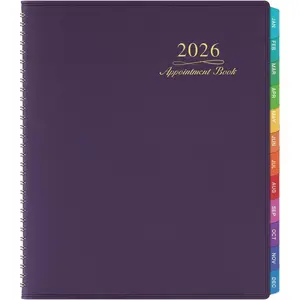 Appointment Book/Planner 2026 - Weekly Appointment Book 2026, January 2026 - December 2026, 8.26"x 11.4", Daily/Hourly Planner with Tabs, 15 Minutes, Wirebound - Purple