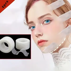 4-Pack Portable Silicone Face Lifting Tape - Unscented, Durable, Breathable, Instant V-Line Contouring for Role-Play Makeup & Daily Glamour