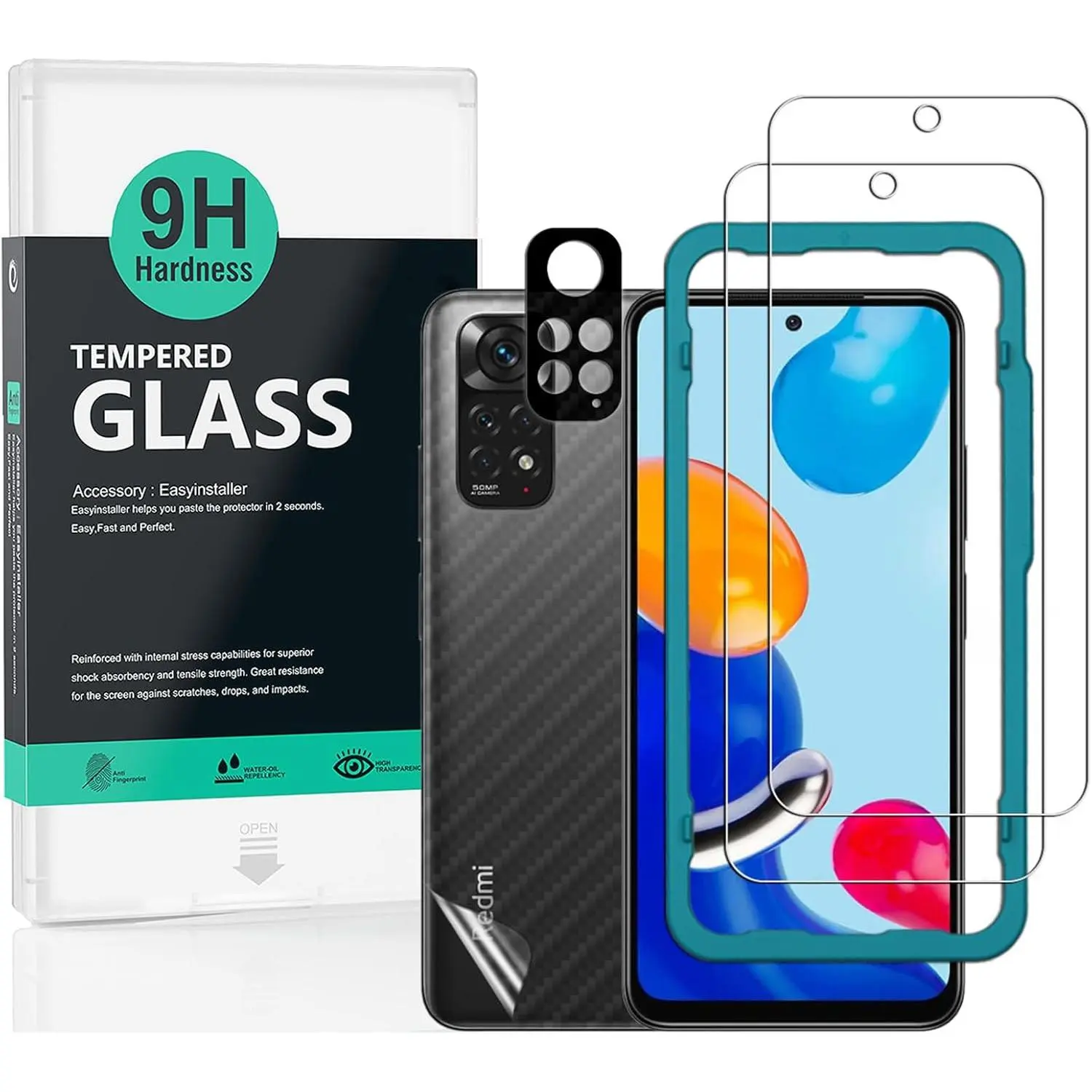 Screen Protector for  Redmi Note 11 4G 6.43",with Metal Camera Lens Protector,no bubble,easy to install
