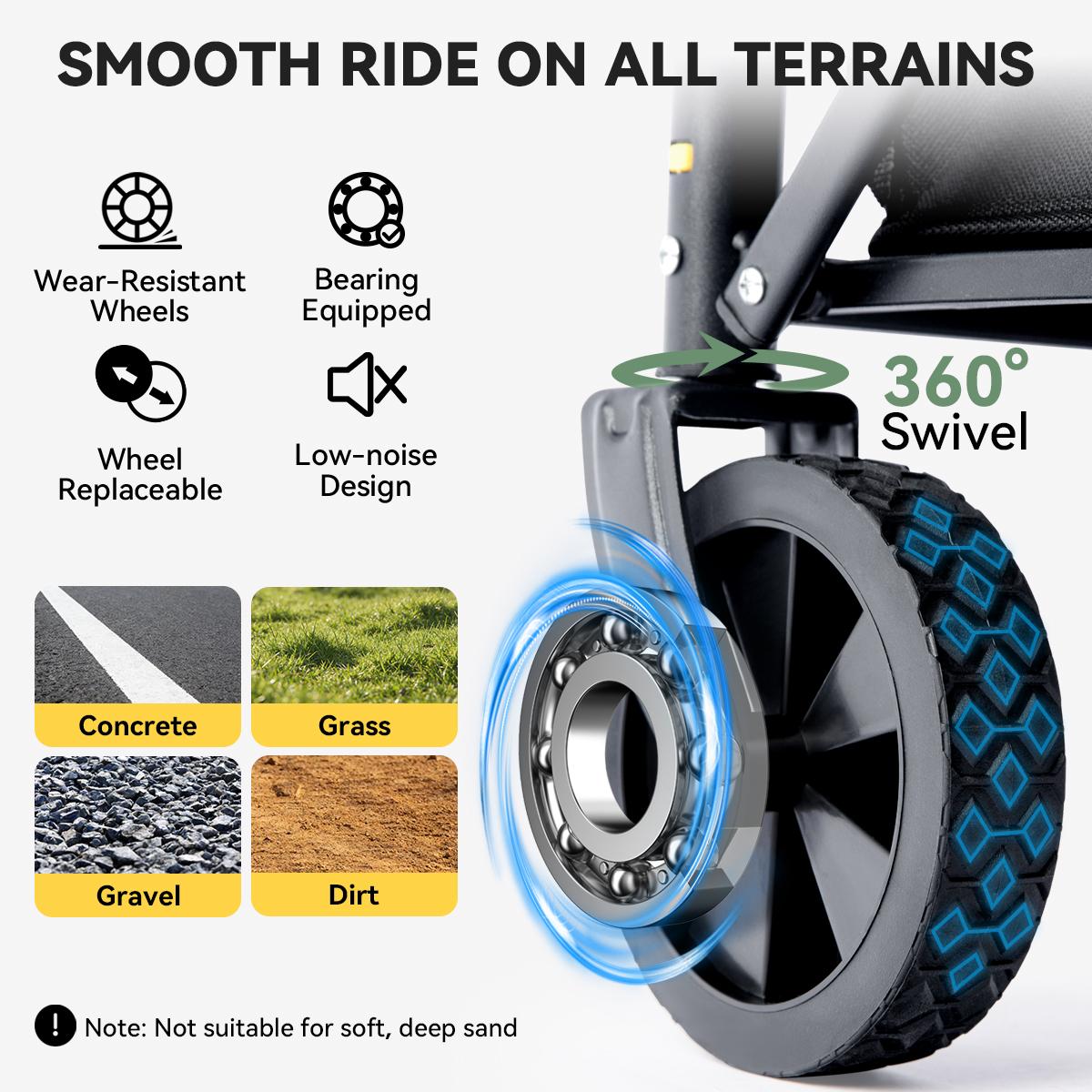 Hikenture Wagon Cart Foldable,Ultra-Compact Small Utility Folding Wagon,Heavy Duty Grocery Cart with All-Terrain Wheels,Portable Collapsible Wagon for Garden,Beach,Shopping,Camping,Sports