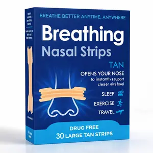 Nasal Strips Extra Strength Tan – Drug-Free Snoring Solution, Instant Nasal Congestion Relief for Colds & Allergies, Nose Strips to Reduce Snoring & Improve Breathing, Clear Large Fit, 30 Count